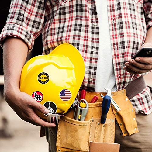 Big100Pcs Pack Funny Hard Hat Stickers For Tool Box Helmet, Vinyl Sticker For Men Construction Welding Union Military Ironworker Lineman Oilfield Electrician Pipeliner Ibew - American Patriotic Decals #TOP1