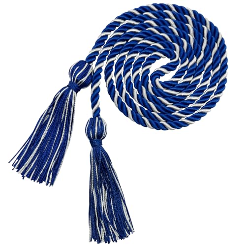 Image of Graduation Honor Cords Royal Blue and Silver Honor Cords with Tassels for Graduation Students