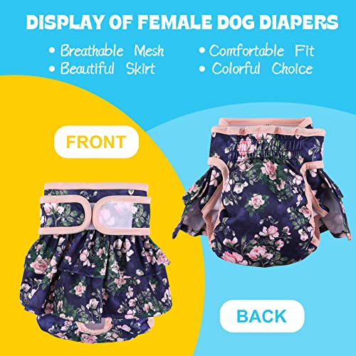 Image of NOYAL Washable Dog Diapers Female Reusable High Absorbency Leak-Proof Rose Pattern Doggie Diapers 3 Pack