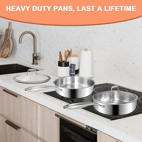 EWFEN 12 Inch Tri-Ply Stainless Steel Pan