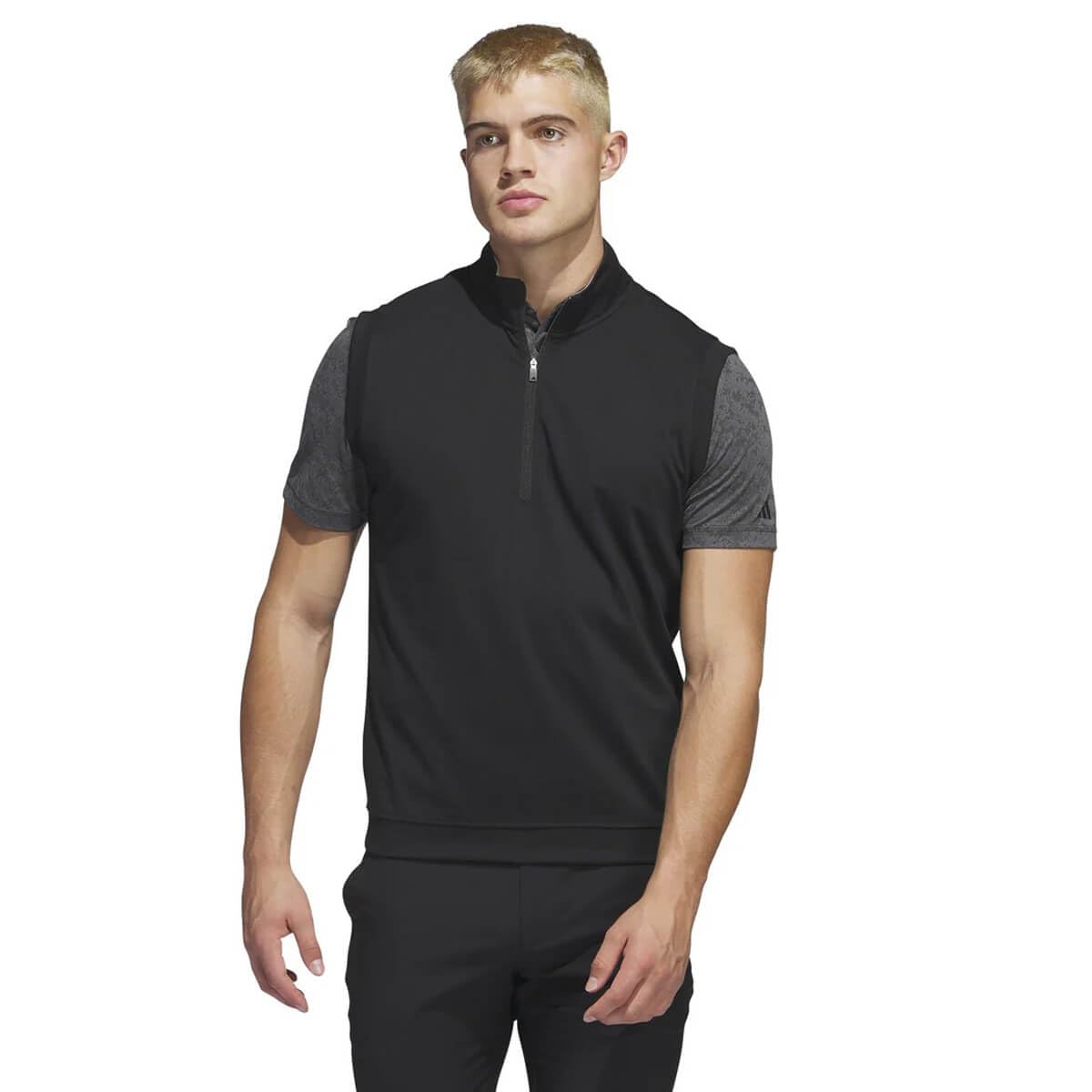 adidas Golf Mens Elevated Stretch Fabric Quarter Zip Vest Gilet - Black - S