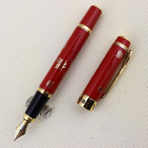 Gullor Senior Fountain Pen HERO 88 Red Jubilant With Golden Chinese 'FU' (Blessing) Iridium Nib + Gift Box