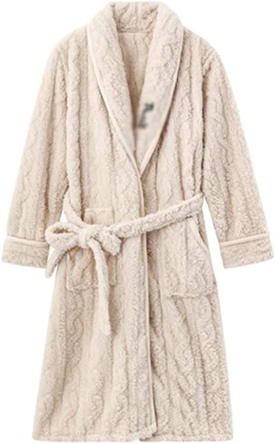 Bathrobe Women's Autumn and Winter Bathrobes Flannel Thickened Warmth Elegant Soft Nightgown Home Service