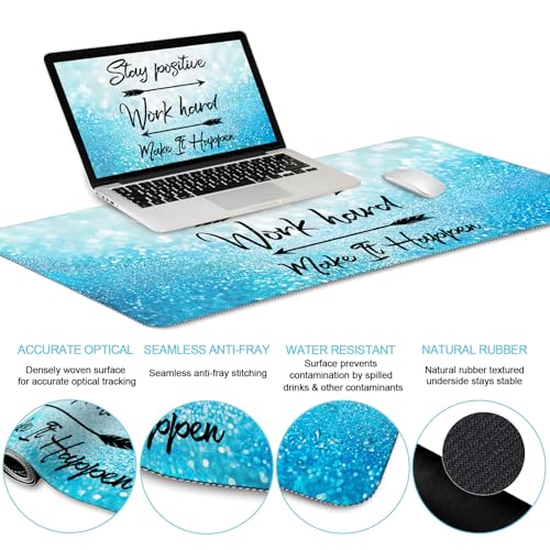 Image of LIMKRIAN Desk Mat Pad Set, Large Mouse Pad with Wrist Rest, Stay Positive | Ergonomic Mouse Pad, Gaming Computer Keyboard Mat Wrist Support, Coaster, Home Office Desk Accessories Decor Supplies