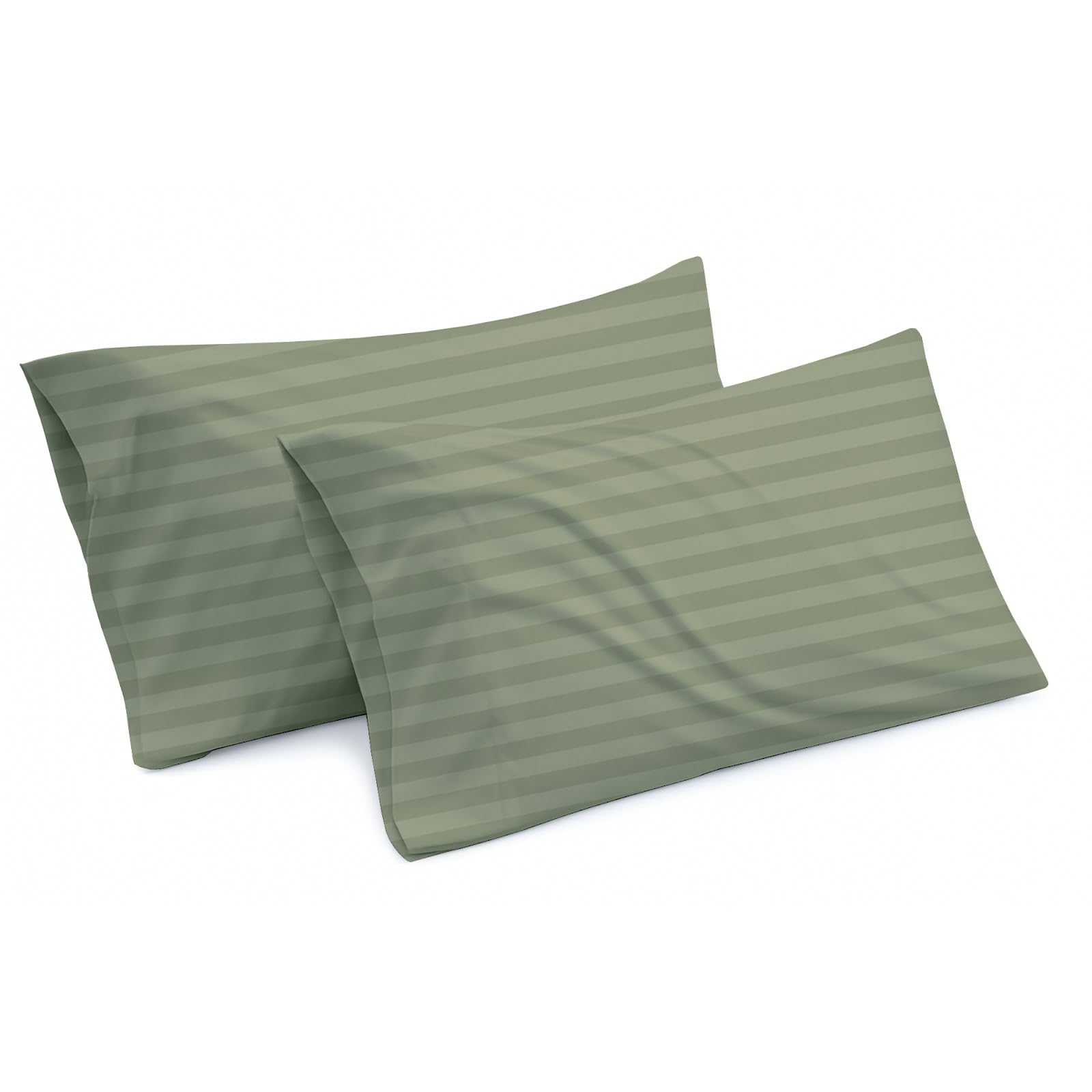 Photo 1 of 100% Egyptian Cotton Standard Size Pillowcases Set of 2, Sage Stripe