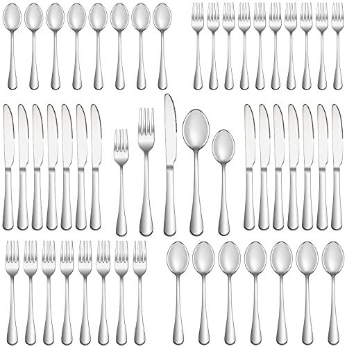 50 Piece Silverware Set Service for 10,Premium Stainless Steel Flatware Set,Mirror Polished…