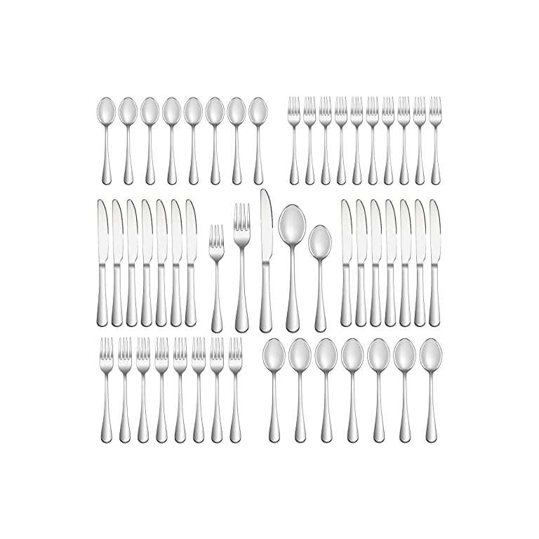 50 Piece Silverware Set Service for 10,Premium Stainless Steel Flatware Set,Mirror Polished Cutlery Utensil Set,Durable Home Kitchen Eating Tableware Set,Include Fork Knife Spoon Set,Dishwasher Safe