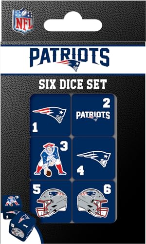 New England Patriots NFL Dice Set Activity for Kids and Families - Great Gift Idea for Holidays, Birthdays, and Everyday Playtime – Officially Licensed NFL Dice Game for Adults and Kids, Great for All