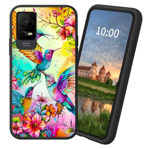 Dikoer for TCL Ion X/TCL Ion V TPU Soft Matte Candy Cover, Men Women's Cell Phone Accessories Bumper Shockproof Protection Anti-Fingerprint Matte Case - Hummingbird Flower
