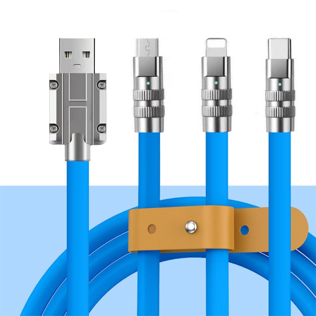 XOMARK 3 in 1 Charging Cable Multiple Ends Short Charging Cables for Multiple Devices, Phone, IP, Samsung Galaxy,LG,Tablets,Pixel,PS4/5 & More Multiple Charging Cable 3 in 1 (6FT)