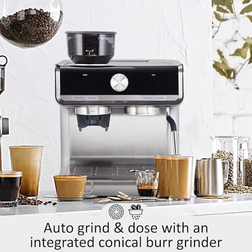Espresso Machine with Built-In Grinder & Steam Wand, 20 Bar PID-Controlled Semi Automatic Espresso Machine for Latte Cappuccino, 2.8L Large Water Tank, Commercial-Grade Stainless Steel Construction - Image 5