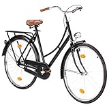 【Bremsen Fahrrad】Dieses Stadtrad hat einen 57 cm hohen Stahlrahmen und eine Stahlgabel mit niedrigem Einstieg für einfaches Auf- und Absteigen. Sein breiter Sattelsitz und sein Lenker mit entspannter Geometrie sorgen für eine bequeme aufrechte Fahrposition.