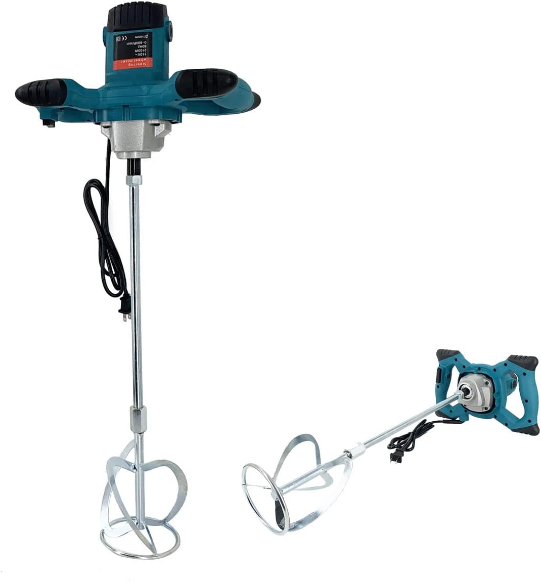 Electric Mortar Mixer 2100W 110V Portable Concrete Mixers, 6 Speed Handheld Concrete Cement Plaster Grout Paint Thinset Mortar Paddle Mixer Pro Drill Mixer Stirring Tool, Blue