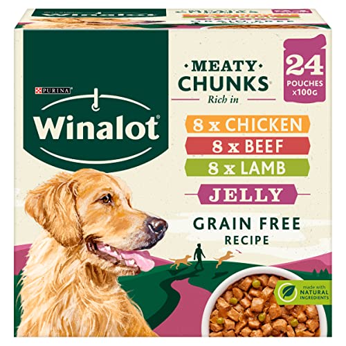 WINALOT Meaty Chunks Mixed in Jelly Wet Dog Food 24x100g, (Pack of 2)