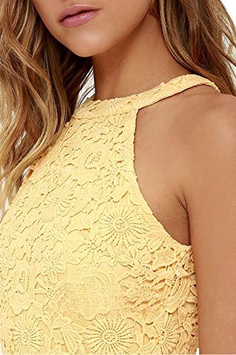 Jovono Women Tank Bodycon Dress Lace Halter Neck Dress Sleeveless Basic Midi Club Dresses Party Short Summer Dress - Image 5