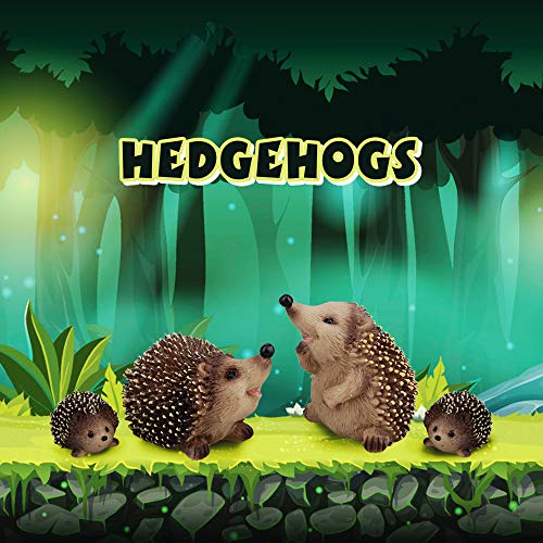 Toymany Hedgehog Figurines Garden Statues, 4Pcs Plastic Realistic Jungle Forest Jumbo Zoo Animals Toy Figures, Cake Topper Party Favor Flowerpot Plants Decor Terrarium Ornaments #TOP5