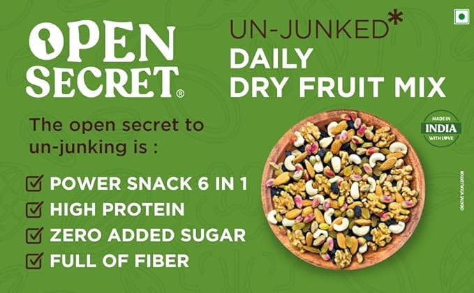 Image of Open Secret Premium Dry Fruit Mix | 1Kg | 6 Superfood in 1 Mix | Dry Fruits Mixed pack, Mixed Dry Fruits, Mix Dry Fruits Contains Walnut, Cashew, Almond, Pista, Green & Black Raisins (Pack of 3)