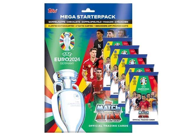 Topps UEFA Euro 2024 Germany Match Attax Trading Cards – 1 paquete de inicio + 5 x Booster