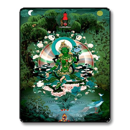 Image of Livin'luxe Green Tara Art Print | Tibetan Buddhist Goddess Artwork | Sacred Spiritual MDF Wall Decor for Meditation Room Yoga Space Home Temple (14 x 11 Inch) Art-K-33295
