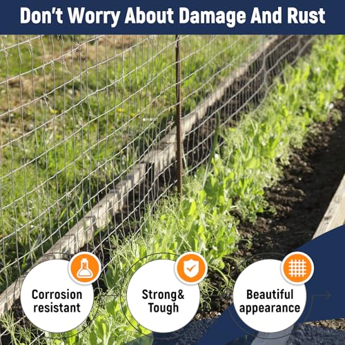 4\'× 50\' Welded Wire Mesh, Galvanized Chicken Wire Fencing 2\'\' x 4\'\' 15GA, Garden Decorative Fence for Chicken Coop Barrier, Rabbit Snake Fences, Poultry Enclosures