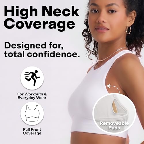 Image of POPSUGAR Sports Bras for Women - Y Back, High Neck, Strappy & Long Line Padded Racerback Bra Workout Yoga Top Racer Back Bra