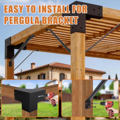 AXWHYS 4 Pcs 4"x4" 3 Way Right Pergola Brackets(Actual Fit 3.6"x3.6") by AXWHYS - Used condition - Image 7