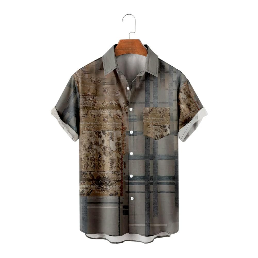 Hawaii Camisa Hawaiian Coconut Tree Patch Camisa de manga corta Cool Summer Top