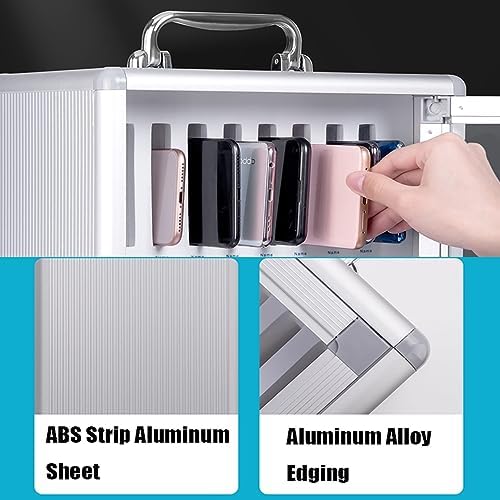 Aluminum Alloy Phone Storage Cabinet with 24 Slots - Secure Cell Phone Lock Box for Meeting Rooms & Offices - Mobile Device Storage Locker for Staff