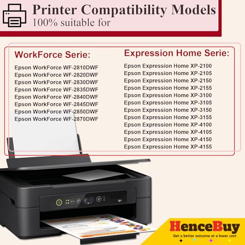 HenceBuy XP-4100 wkłady do drukarki, kompatybilne z Epson Expression Home XP-3100 XP-3105 XP-3150 XP-2100 XP-2105 XP-4100 XP-4105 Workforce WF-2810 WF-2830 WF-2835 WF-2850 2B+CMM Y Y