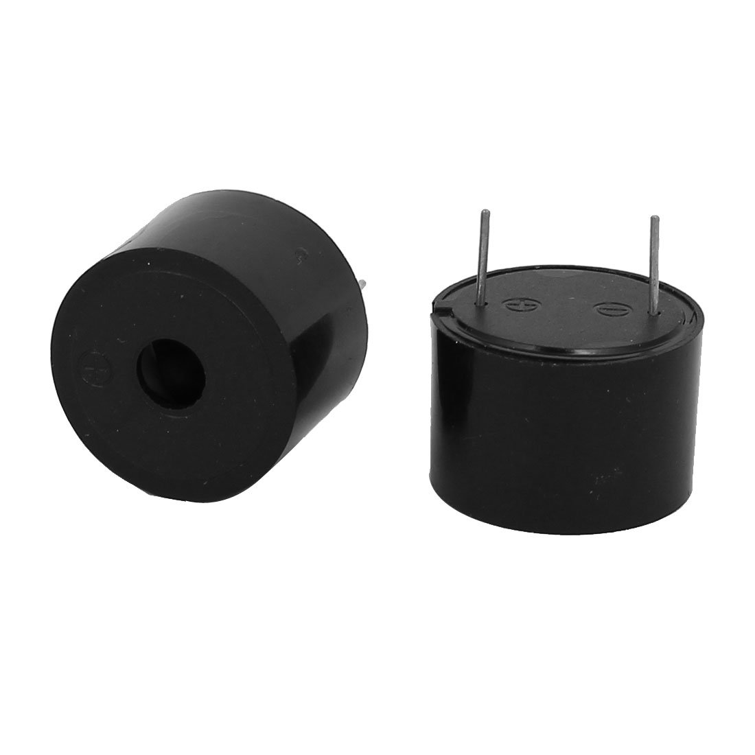 Aexit 2Pcs DC12V Transducers 2 Terminals Continuous Active Electronic Buzzer Alarm Piezo Transducers Black 23mmx16mm
