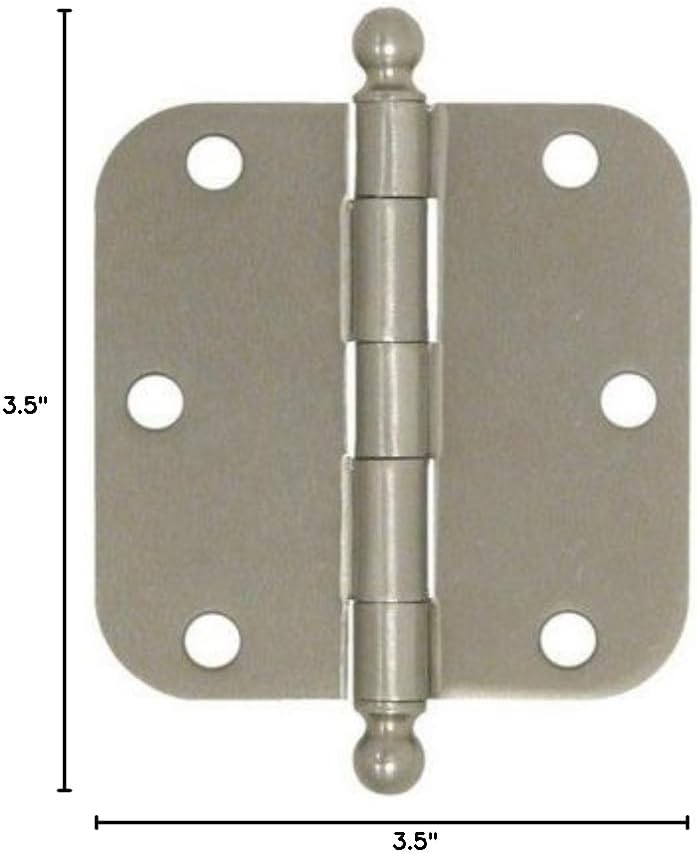 Deltana S35R515-BT Plain Bearing 3.5" x 3.5" Plain Bearing 5/8" Radius Corners Mortise Hinge w/Ball Tips - Pair
