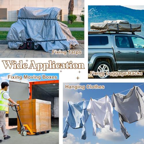 Image of uxcell 2Pcs Adjustable Bungee Cords with Hooks, 39 Inch Flat Heavy Duty Elasticity Straps Rubber Bungee Cords with Buckle for Outdoor, Camping, Tarp, Bike Rack, Luggage, Black Yellow
