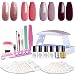 SEXY MIX Gel Nail Polish Kit with UV LED Light, Home Gel Nail Polish Kit Manicure Tools 4 Colors Gel Nail Polish Base and Top Coat, Portable Kit for Travel