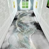Ink Texture Runner Rugs,3.3x7ft, Clear Blue Lines Luxury Bedroom Carpet Marble Black White Hallway R