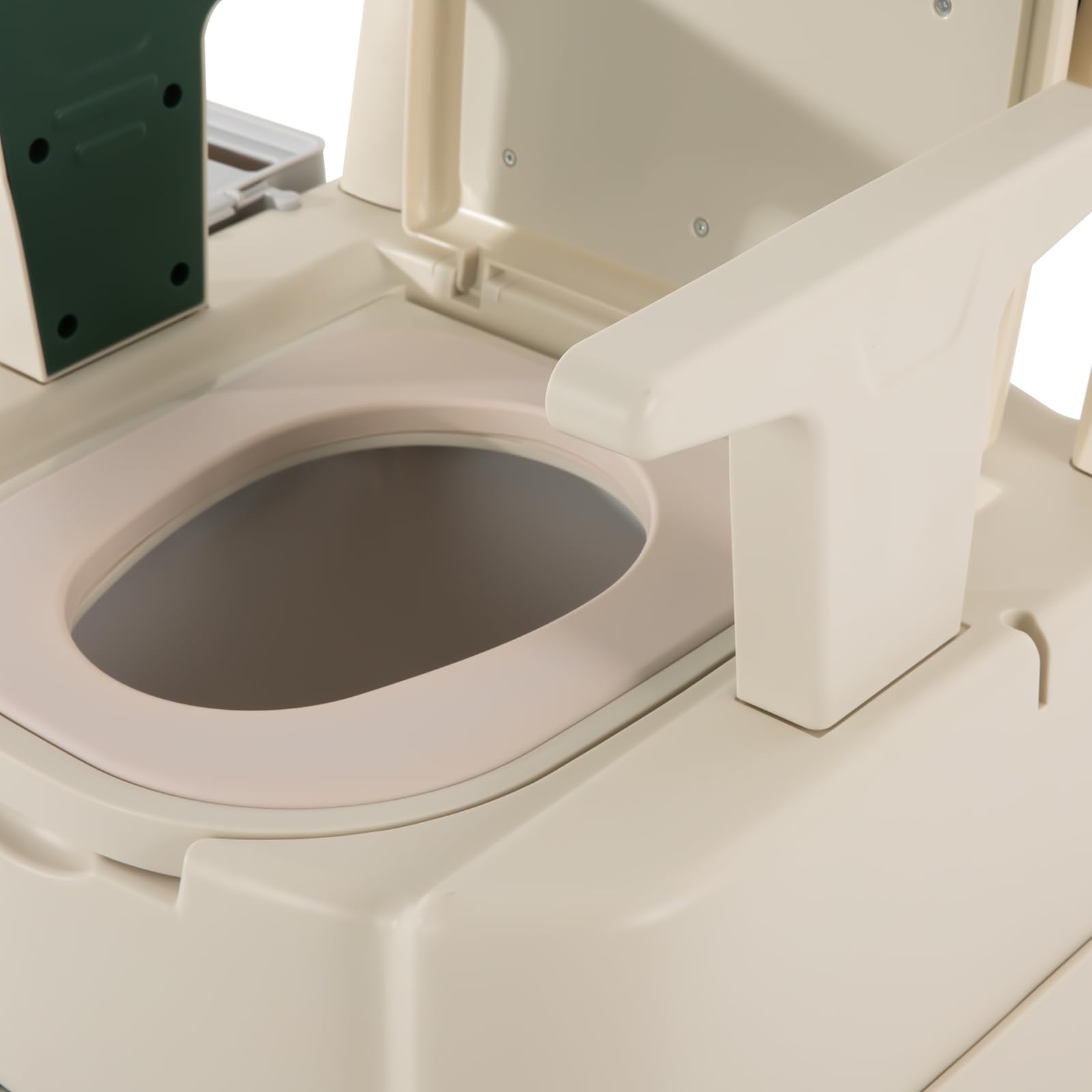 WC portatile per adulti, con Sensory Light, fino a 200 kg, con braccioli, schienale, WC da campeggio, per malati, anziani, disabili e donne incinte (verde + bianco)