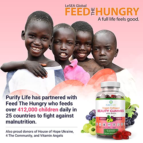 Vegan Collagen Gummies With Biotin Vitamins For Hair Skin And Nails Health, Anti-Aging (90 Chews) Collagen Booster Superfruit Complex With Resveratrol, Vitamin A, E, C - Replace Capsules, Pills #TOP1
