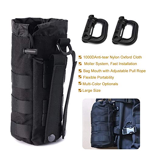 R.SASR Upgraded Sports Water Bottles Pouch Bag, Tactical Drawstring Molle Water Bottle Holder