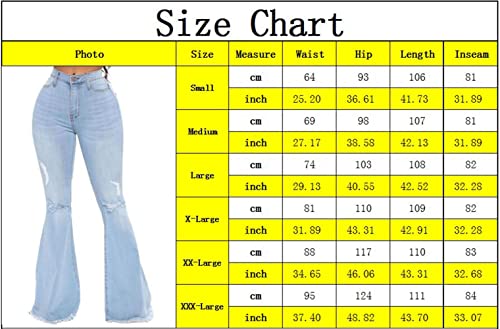 CutieLove Women's Ripped Jeans Bell Bottom Flare Jeans Mid Rise Destroyed Hem Denim Pants - Image 5