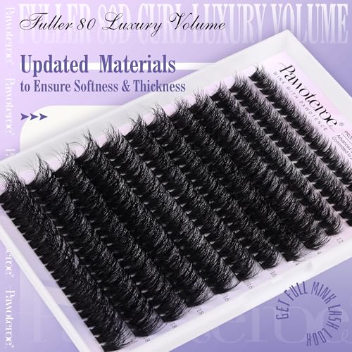 Image of Pawotence Lash Clusters Full 80D Individual Lashes Cluster Eyelash Extensions 10-20mm Mix Eyelash Clusters 240pcs Lash Extension for Self Application (Mink 80D, 0.07D, 10-20mm)