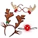 Joyin Toy Reindeer Antler Headband set with LED red nose and Gold glasses, ONE SIZE FIT ALL