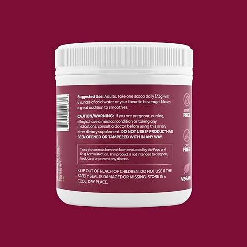 Miniatura 3 de Polvo de raíz de remolacha Superalimento con antioxidantes, soporte de circulación y resistencia, 7.72 oz, 1 tarro