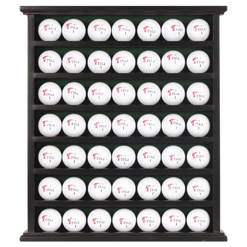 Image of DisplayGifts Golf Gift 49-Golf Ball Display Case Cabinet Rack, No Door Open Rack Black Finish Frame