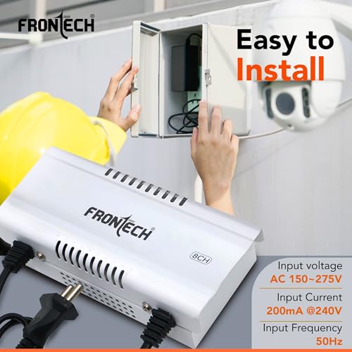 Image of Frontech 8 Channel CCTV Power Supply | 12V DC Output | Metal Body | Long Input Range AC 150~275V | Efficient Power Adapter for DVR, CCTV Camera & Security System (PS-0057)
