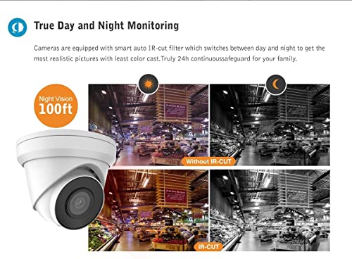 5Mp Poe Ip Fisheye 180° Panoramic Ultra Wide Viewing Angle Dome Security Camera, 30Ft Ir Night Vision, H.265 Ip66 Waterproof Built-In Micphone, Compatible With Hikvision Uniview Nvr And Blue Iris #TOP4