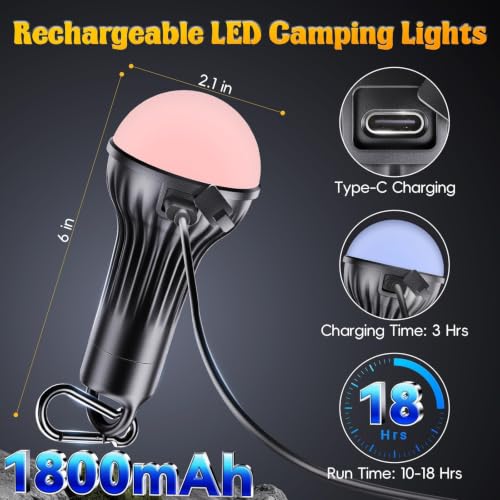 FLY2SKY Linternas Recargables LED para Camping Clip Gancho Emergencia 3Pzs 1800mAh miniatura 6