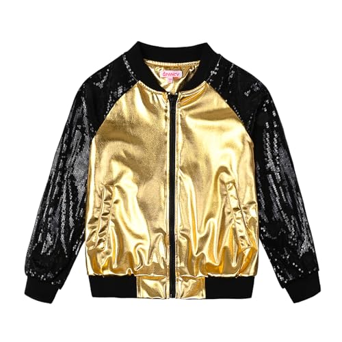 QPANCY Girls Sequin Jacket Kid lightweight Flight Jacket Zip Up Jacket