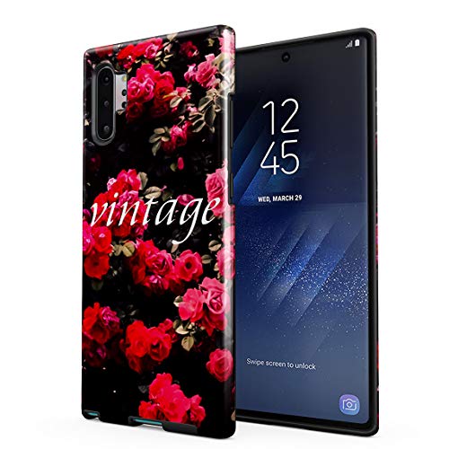 Cover Universe Funda para Samsung Galaxy Note 10 Plus Vintage Red Roses Pattern, Resistente a los Golpes, Carcasa Dura de PC de 2 Capas + Funda Protectora de Diseño Híbrido de TPU