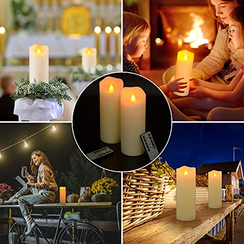Pchero 8 Inch Flameless Pillar Candle With Timer Remote, Battery Operated Flickering Real Wax Ivory Large Led Candle Set For Christmas Fireplace Halloween Table Indoor Home Decor #TOP5