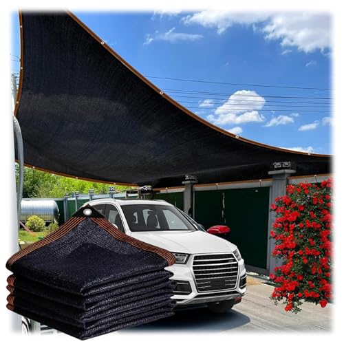 Carport Shade Cloth Black Premium Mesh Shade Tarp UV Protection Awning Shelter with Grommets for Outdoor Patio Porch Pergola Cover Canopy((9.8x13) ft)