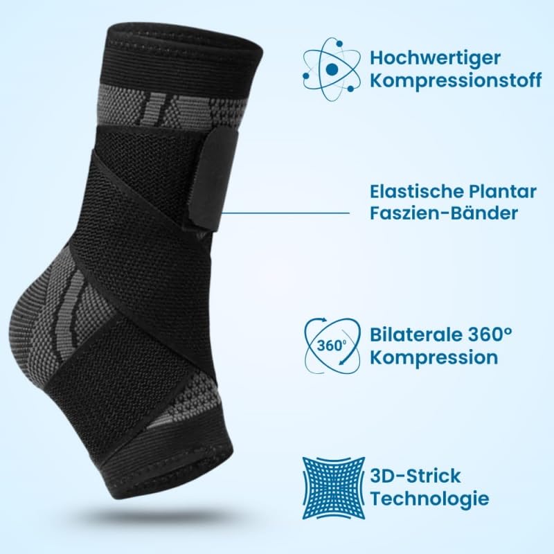BioAktiv Fußbandage Einstellbare Flexible Ultra Sprunggelenkbandage für Damen & Männer, geeignet für Sport wie Fußball & Fitness